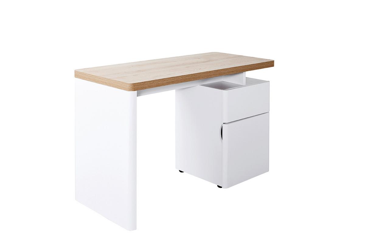 Schreibtisch B 120cm H 55cm Cuuba Libre 122, Weiß - Eichefarben/Weiß, Design, Holzwerkstoff (120/55/76cm)