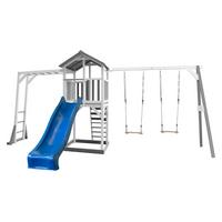 Spielhaus Climbing & Double Swing Aus Zedernholz - Blau/Weiß, Basics, Holz (519/241.9/349cm) - Ambia Garden
