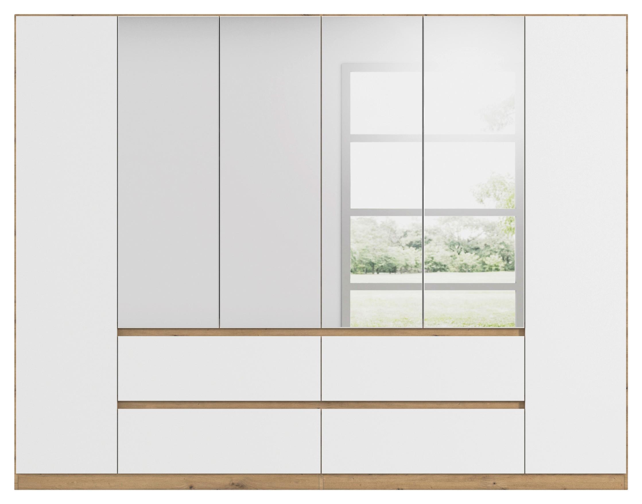 Drehtürenschrank Mainz Eiche Artisan B: 271 cm - Silberfarben/Weiß, Basics, Holzwerkstoff (271/210/54cm) - Rauch Möbel