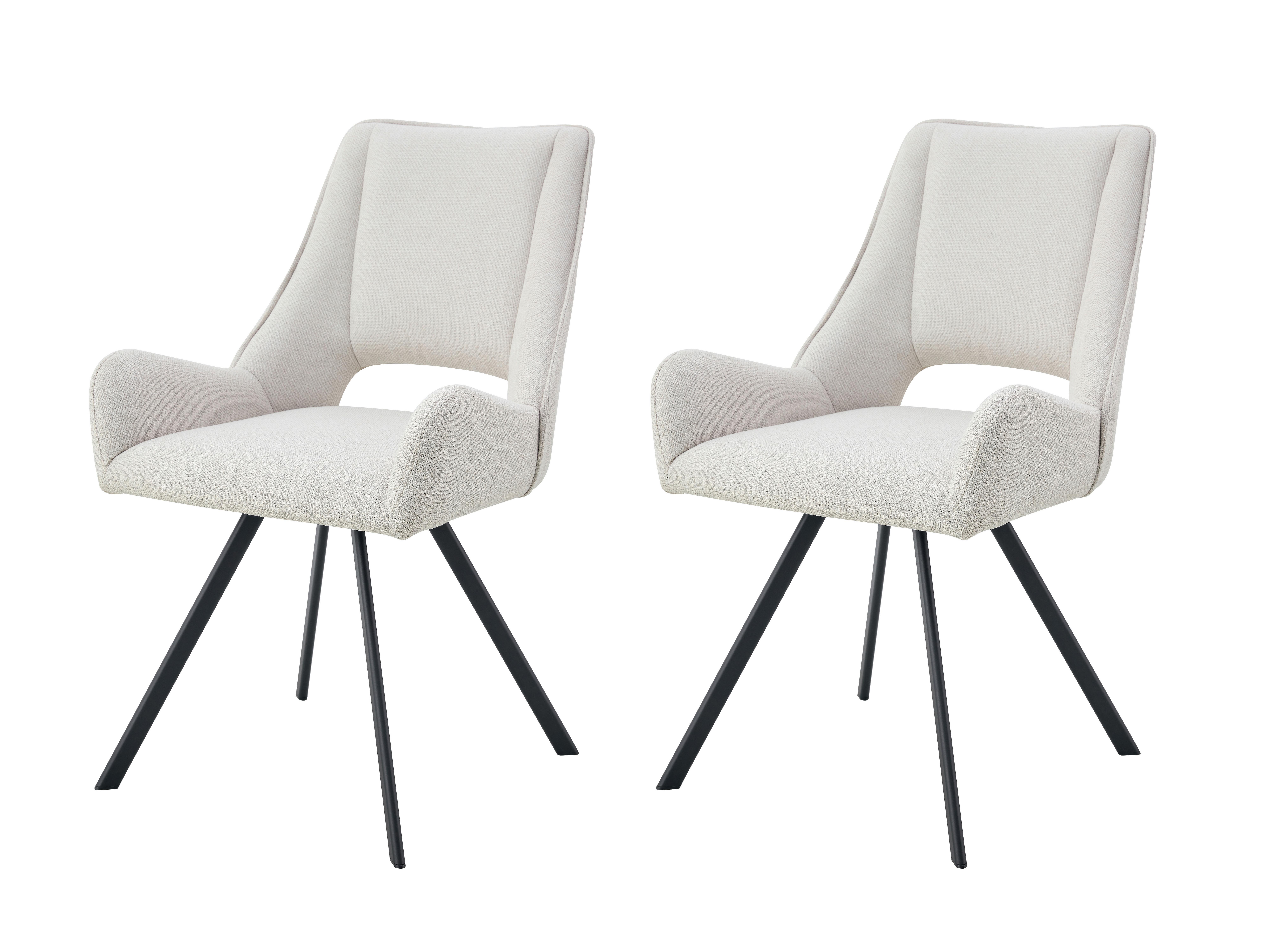 Stuhl-Set Helen Creme B: 56 cm - Creme/Schwarz, MODERN, Textil/Metall (56/91/63cm) - MID.YOU