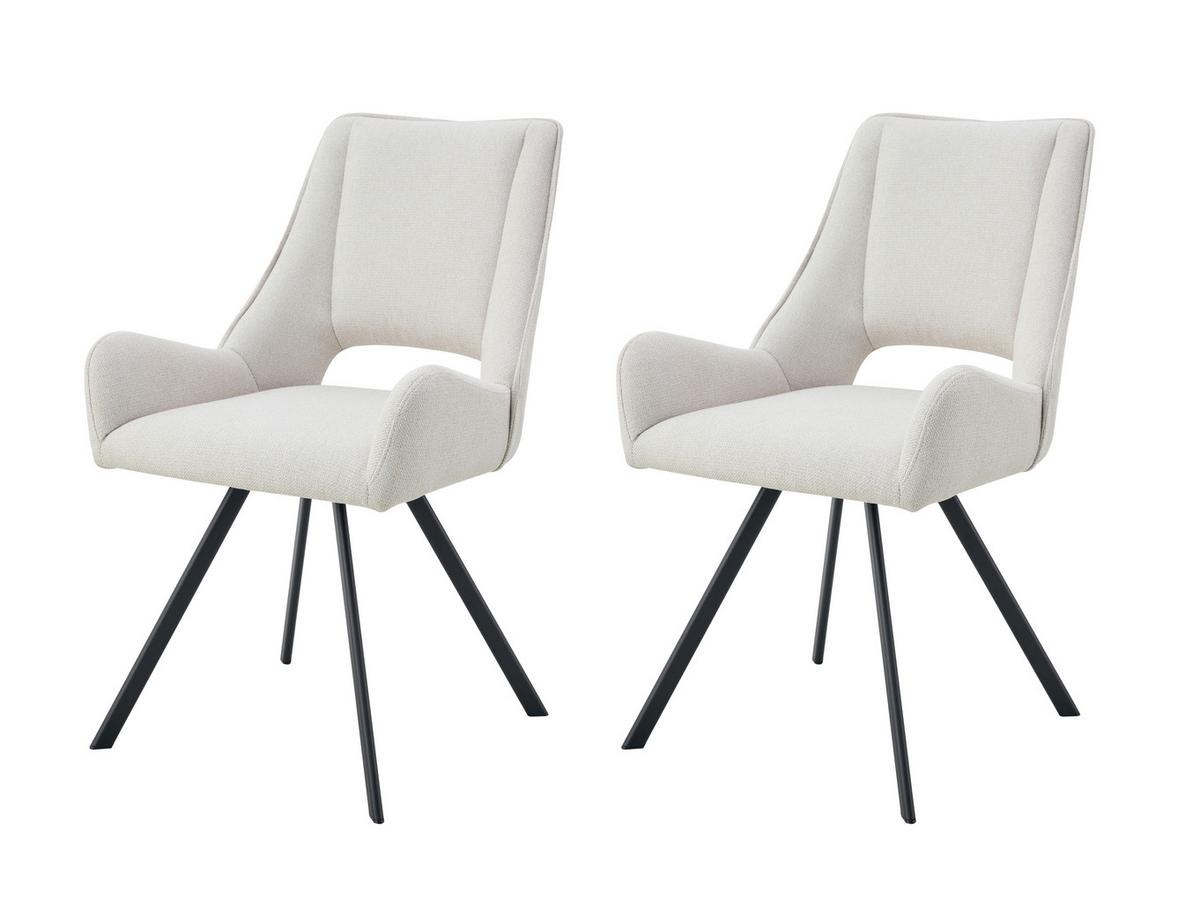 Stuhl-Set Helen Creme B: 56 cm - Creme/Schwarz, MODERN, Textil/Metall (56/91/63cm) - MID.YOU