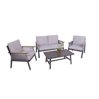 Loungegarnitur Denia - Dunkelbraun/Naturfarben, Basics, Kunststoff/Textil (152/91/250cm) - Gardenson