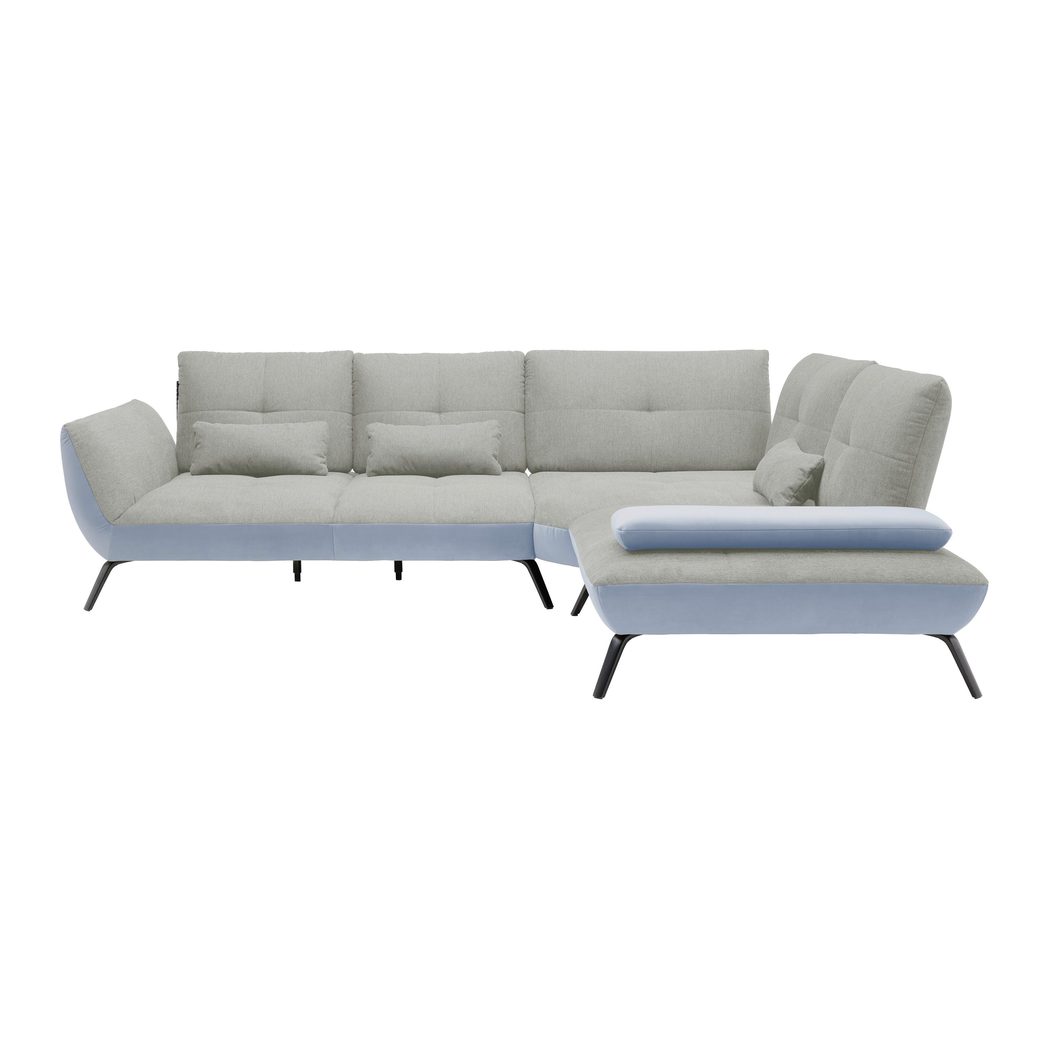 Rohová sedačka TRENDY, pravá, světle šedá / stříbrná - barvy stříbra/černá, Moderní, kov/kompozitní dřevo (310/93/250cm) - Premium Living