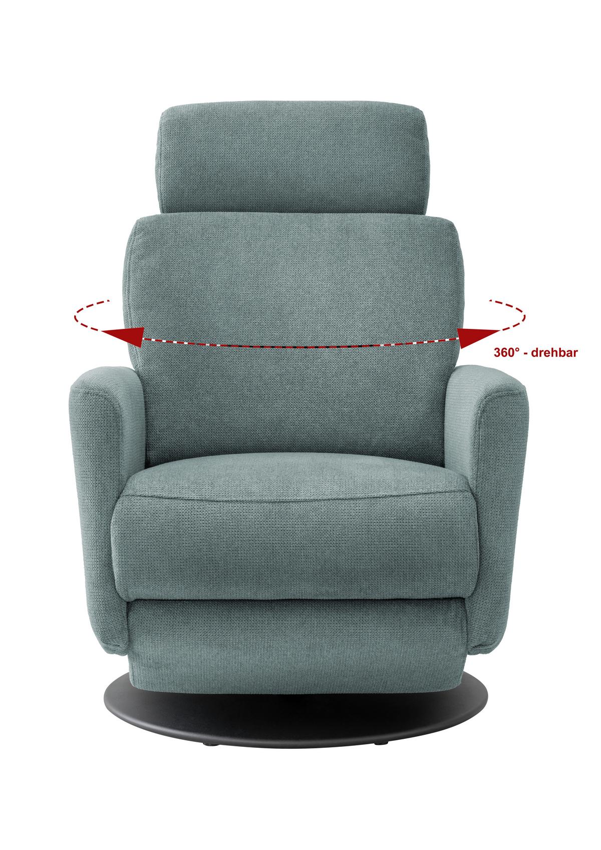 Relaxsessel Centrale T: 87-154 cm, Blaugrau - Blaugrau/Schwarz, MODERN, Textil (77/105/87-154cm) - Livetastic
