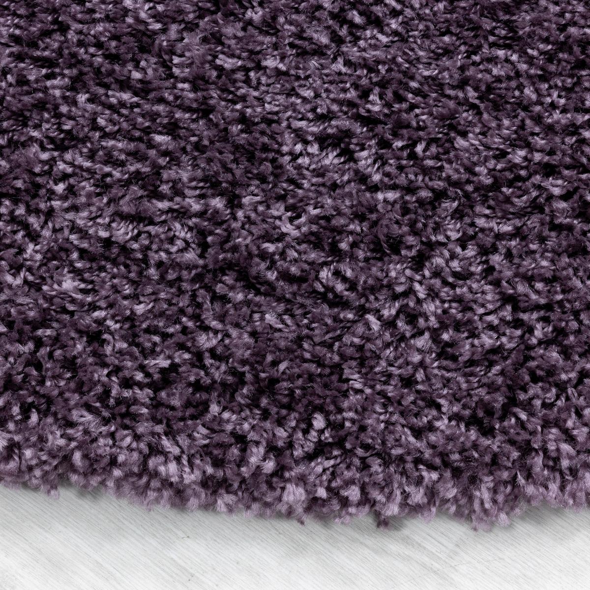 Hochflor Teppich Violett Naturfaser Sydney Ø 80 cm - Violett, Basics, Textil (80cm)