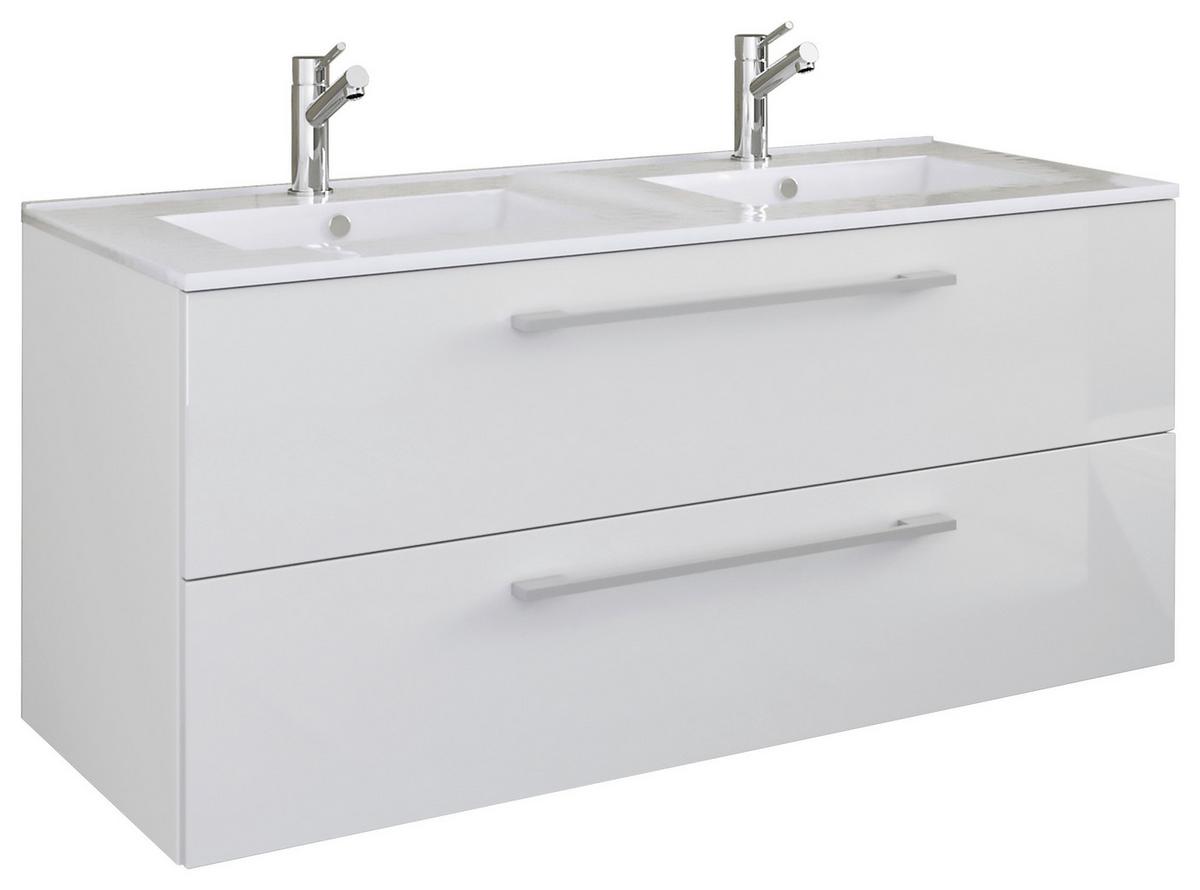 Hängendes Waschbecken Mit Unterschrank B: 111 cm Weiß - Weiß, MODERN, Keramik/Holzwerkstoff (111cm) - MID.YOU