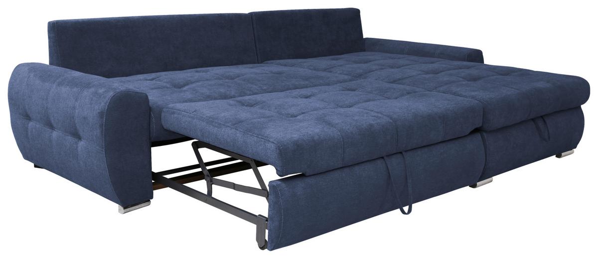 Rohová sedačka SOLAR, obojstranná, tmavomodrý velúr - biela/tmavomodrá, Design, textil/plast (277/175cm) - Livetastic