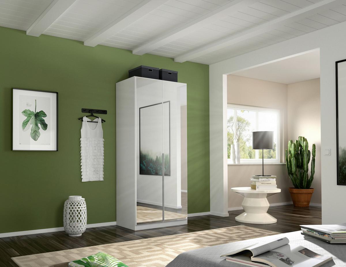 Drehtürenschrank 91cm Alabama, Weiß - Silberfarben/Weiß, MODERN, Holzwerkstoff (91/229/54cm) - Rauch Möbel