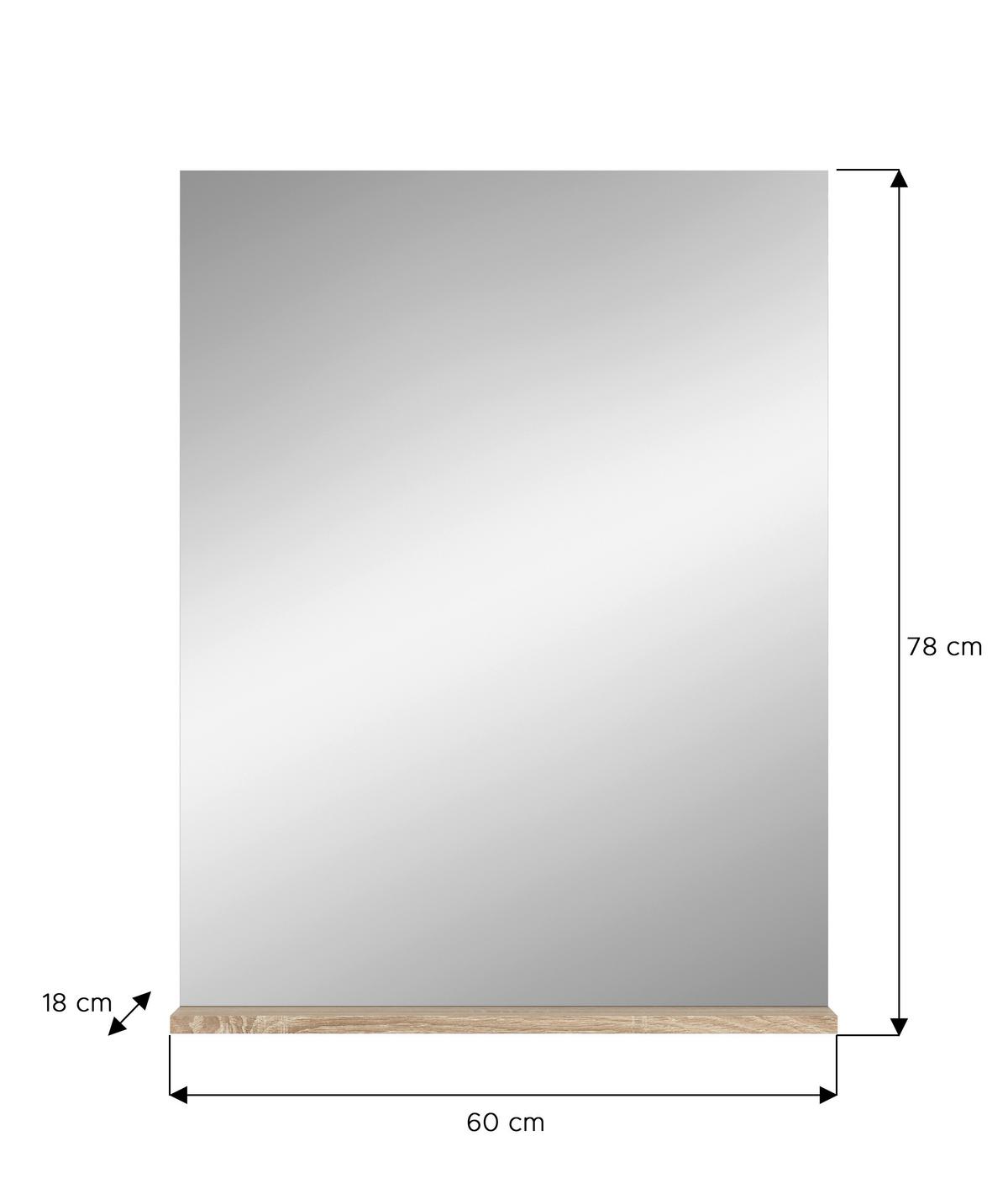 Spiegel Lambada Sonoma Eiche Dekor B: 60 cm - Sonoma Eiche, MODERN, Glas/Holzwerkstoff (60/79/18cm) - MID.YOU