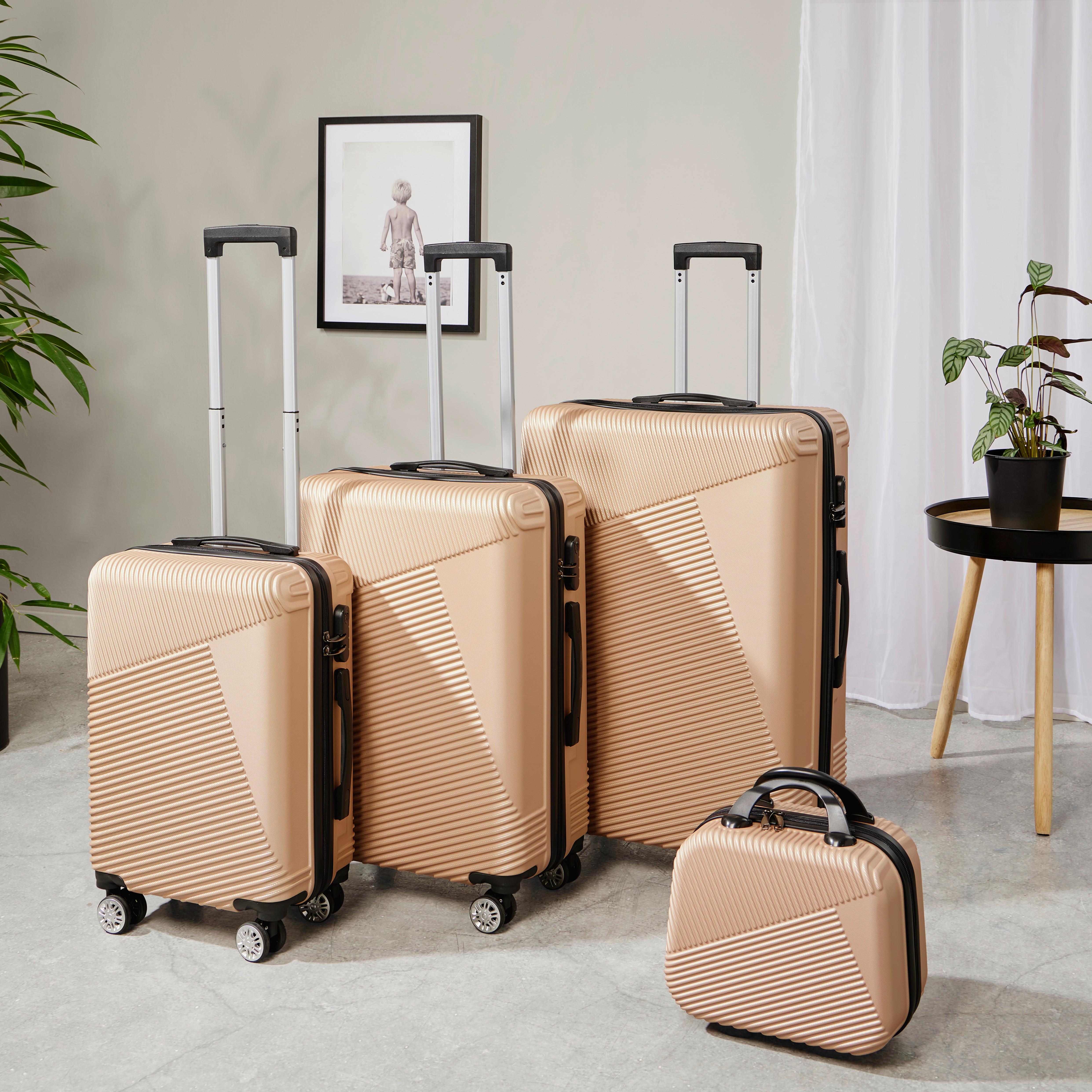 Reisekoffer 4-Tlg. New York 4 Rollen Hartschale - Goldfarben, Basics, Kunststoff/Textil (32-48/25-75/16-29cm) - Luca Bessoni