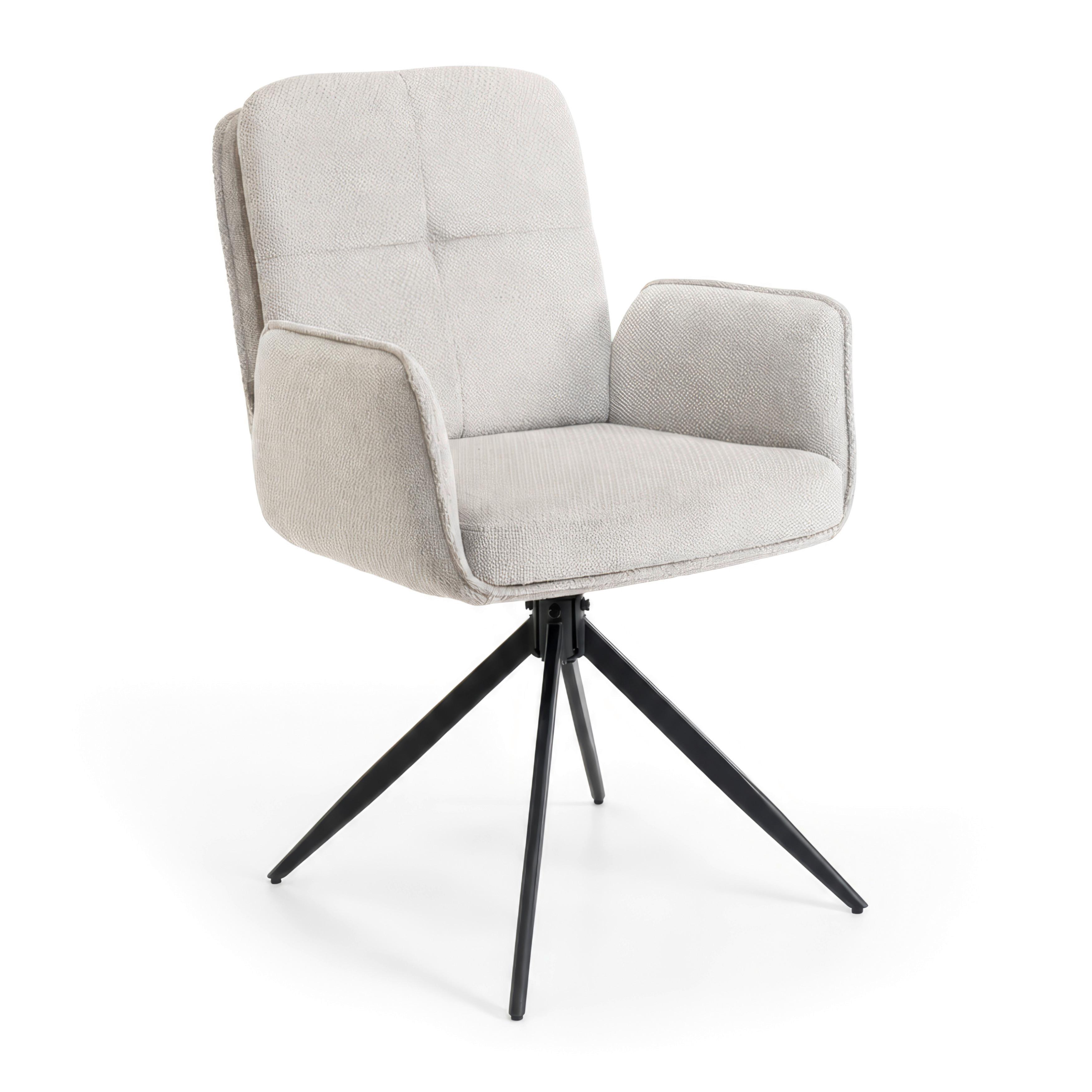 Židle Nalani Greige látkový potah, otočné - tmavě šedá/šedobéžová, Moderní, kov/textil (58/86/62cm) - Bessagi Home