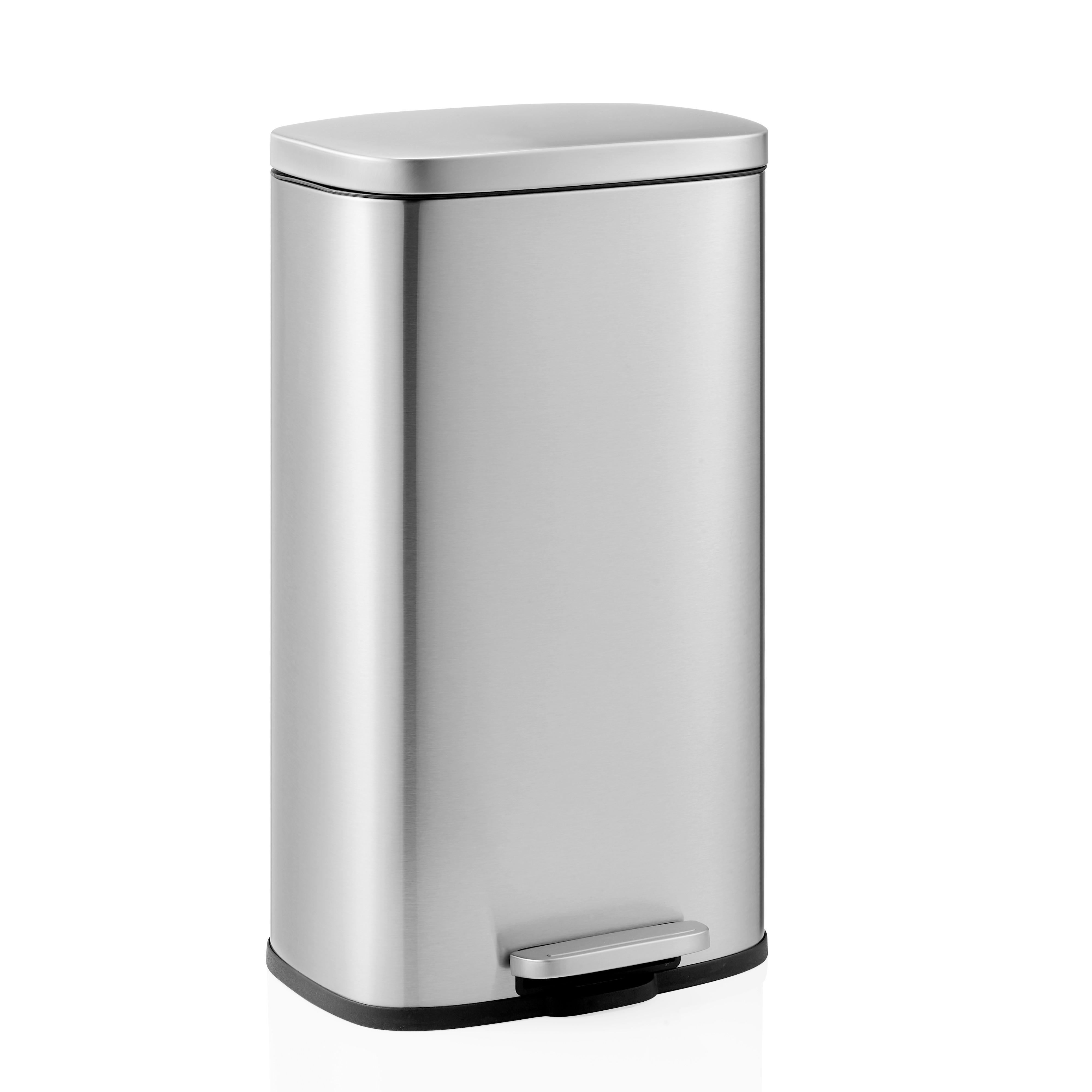 ABFALLEIMER Clean Silberfarben B: 30cm - Silberfarben, MODERN, Kunststoff/Metall (30/63/36cm) - MID.YOU