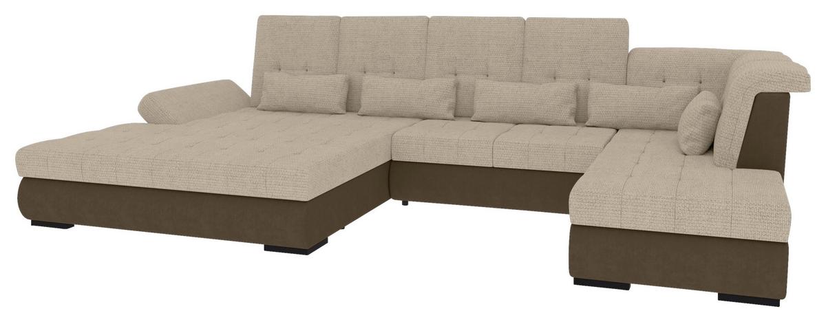 Wohnlandschaft Madera Cremefarben, S: 358x212 cm - Hellbraun/Creme, KONVENTIONELL, Kunststoff/Textil (190/358/212cm)
