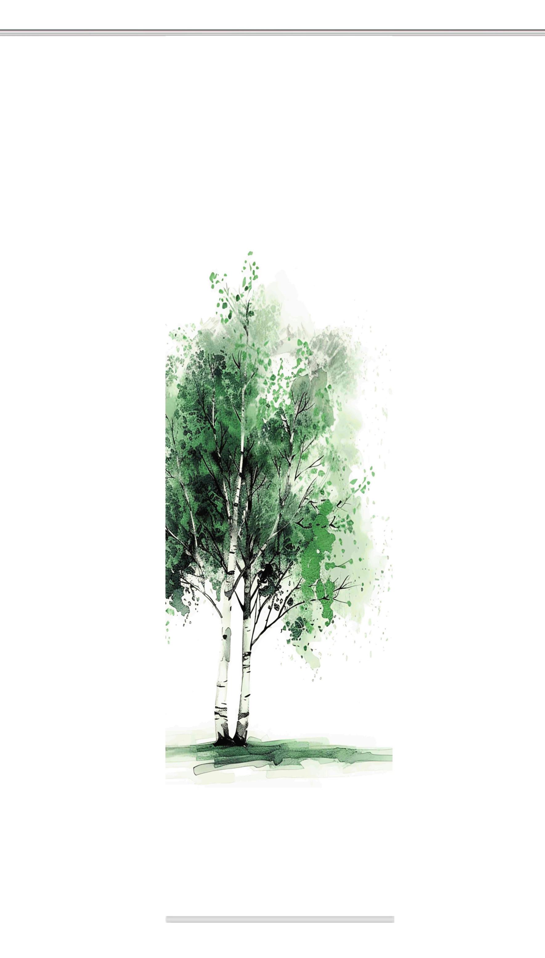 Flächenvorhang Tree - Weiß/Grün, Natur, Textil (60/245cm)