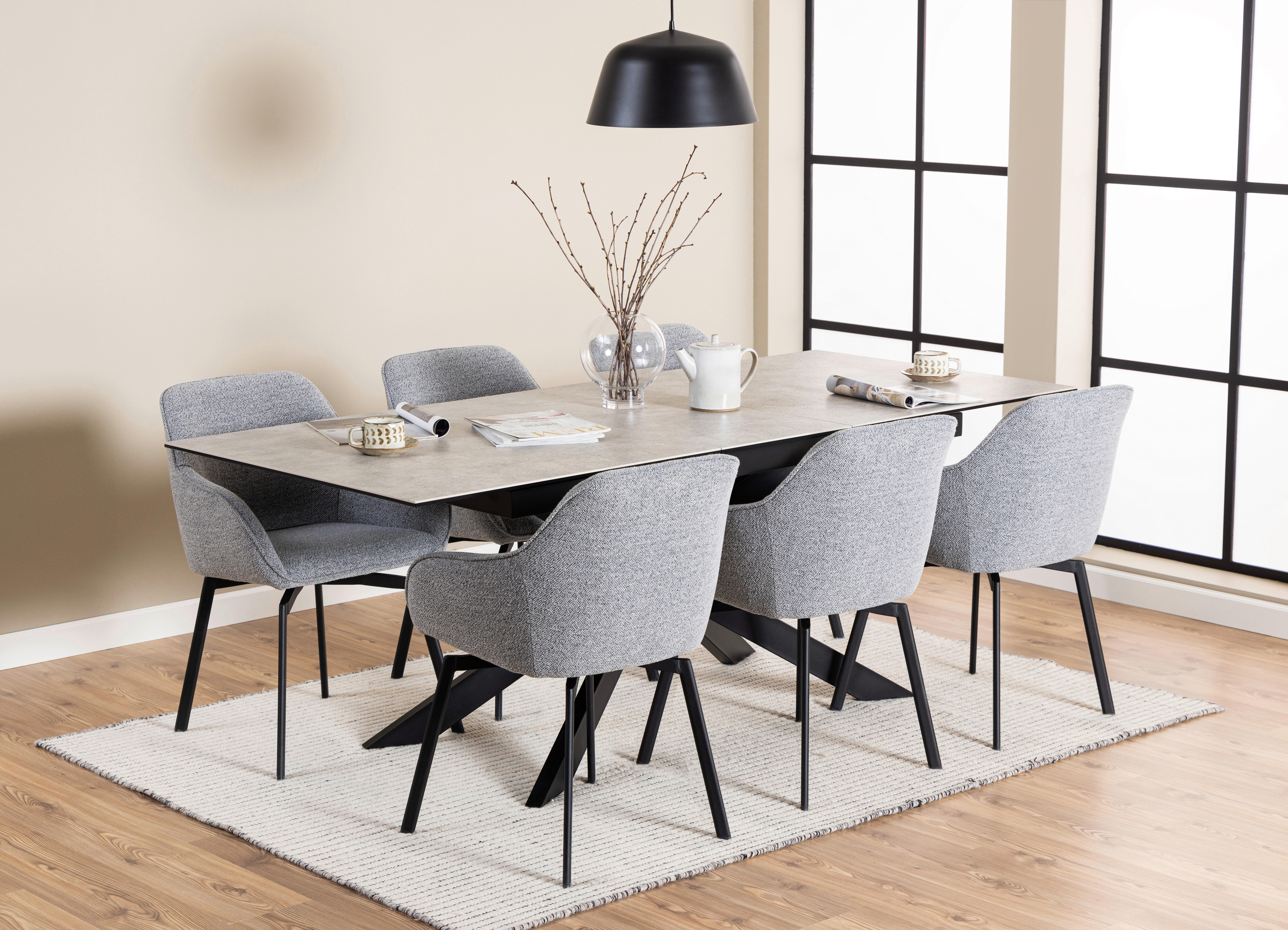 Esstisch Irwine H000023566 - Schwarz/Grau, Design, Glas/Keramik (168-210/90/76cm) - MID.YOU