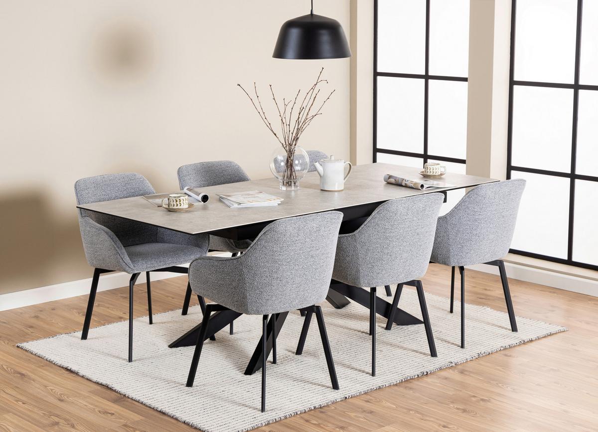 Esstisch Irwine H000023566 - Schwarz/Grau, Design, Glas/Keramik (168-210/90/76cm) - MID.YOU