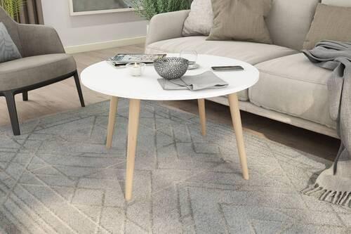 Couchtisch Rund Lasse Weiß/Eiche Artisan Dekor - Buchefarben/Weiß, KONVENTIONELL, Holz/Holzwerkstoff (80/80/46cm) - MID.YOU