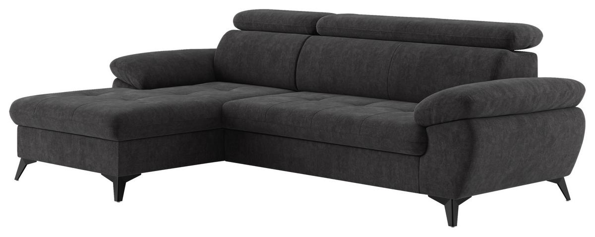 Ecksofa mit Bettkasten Hudson 100x261 cm Dunkelgrau - Schlammfarben/Dunkelgrau, Textil (166/261cm) - MID.YOU