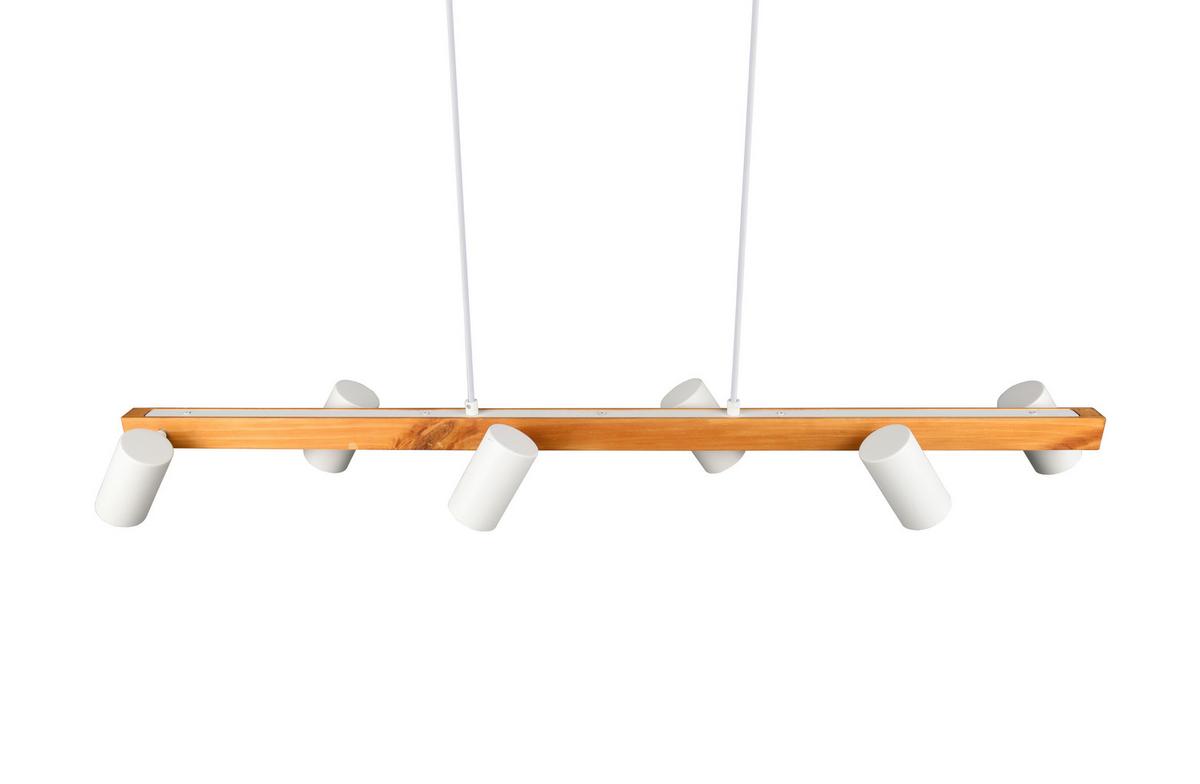 Hängeleuchte Marley H: 150 cm 6-Flammig - Naturfarben/Weiß, MODERN, Holz/Metall (115/150/20cm) - Trio Leuchten