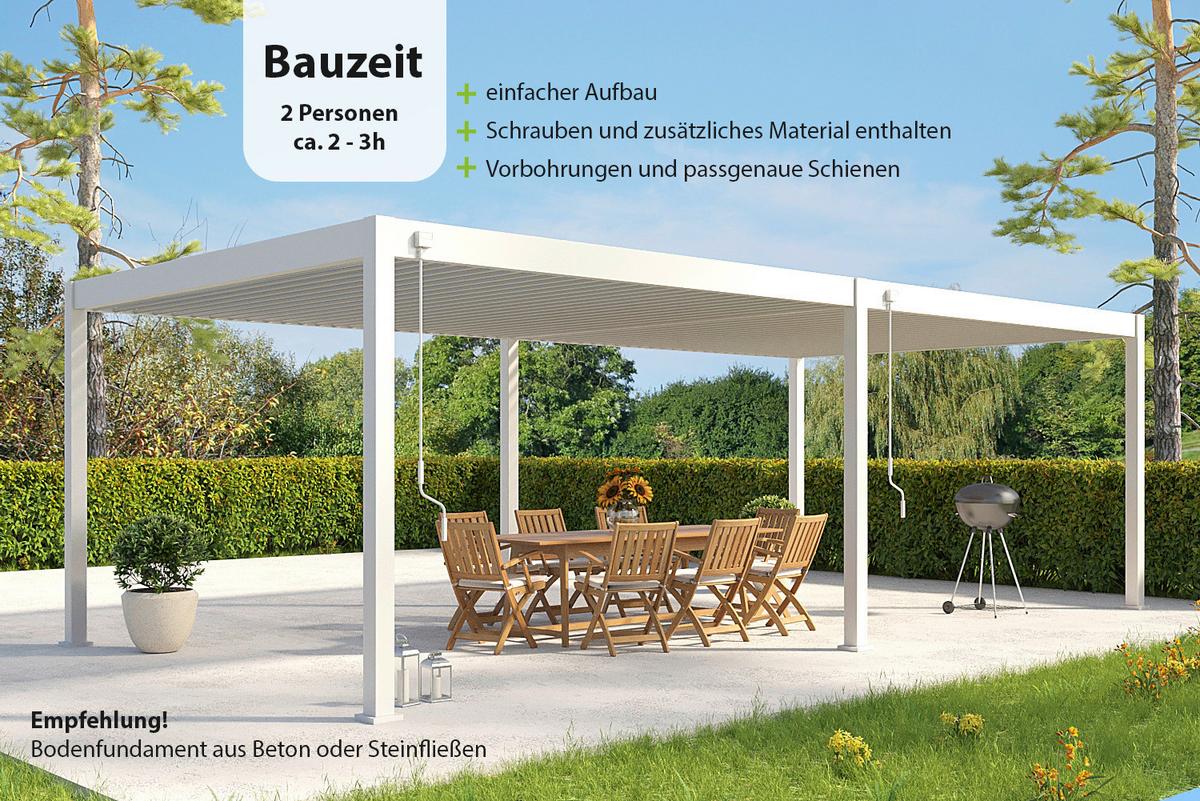 Pergola Deluxe Plus 800x400cm Wetterfest, Gartenpavillon - Weiß, Basics, Metall (800/255/400cm) - WEIDE