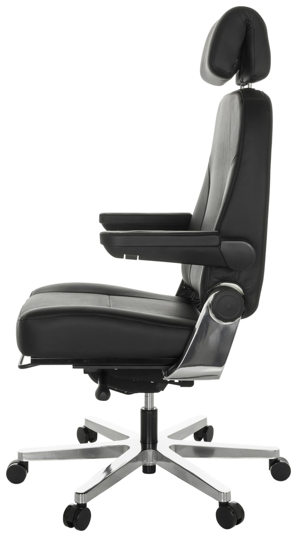 Chefsessel 24 Hours F - Silberfarben/Schwarz, Basics, Leder/Metall (70/123-133/63cm) - MID.YOU