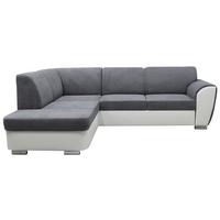 Ecksofa Mit Bettkasten Doris Rücken Echt Grau/weiß - Silberfarben/Weiß, Design, Textil (196/255cm) - MID.YOU