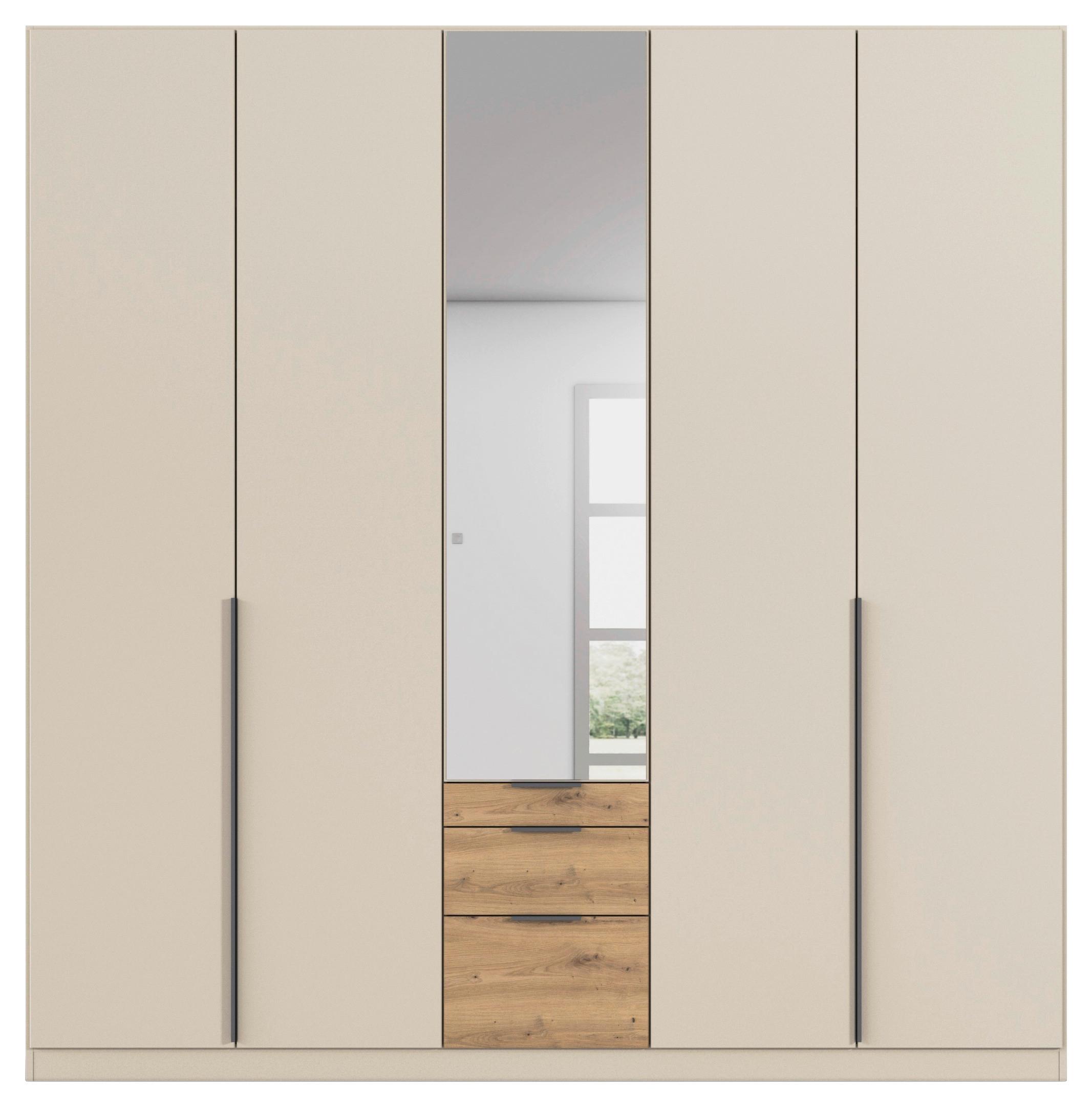 Drehtürenschrank Mit Spiegel 226cm Alabama Super Champagner - Champagner/Eichefarben, MODERN, Holzwerkstoff (226/229/54cm)