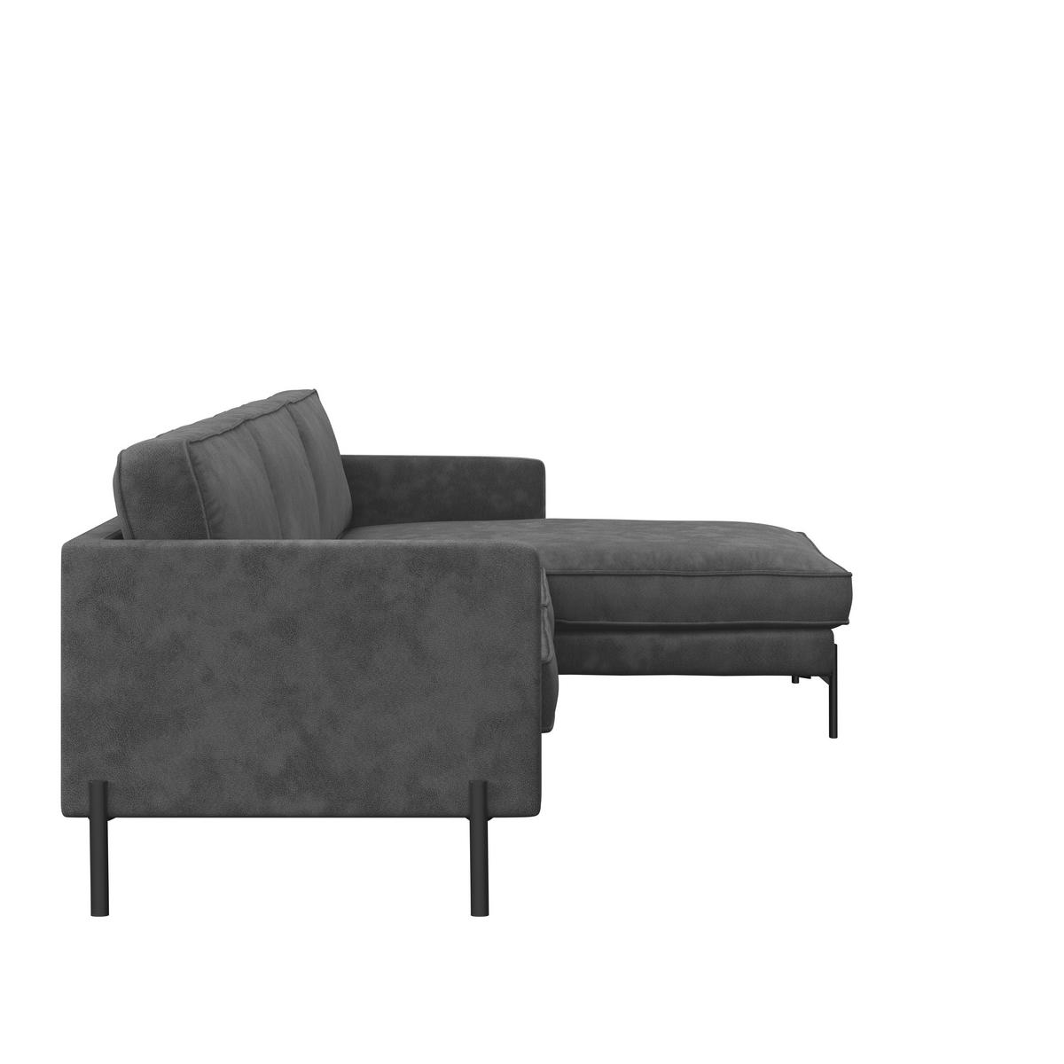 Ecksofa Yukon Dunkelgrau S: 232x154 Cm - Dunkelgrau/Schwarz, Trend, Textil (232/154cm) - Livetastic