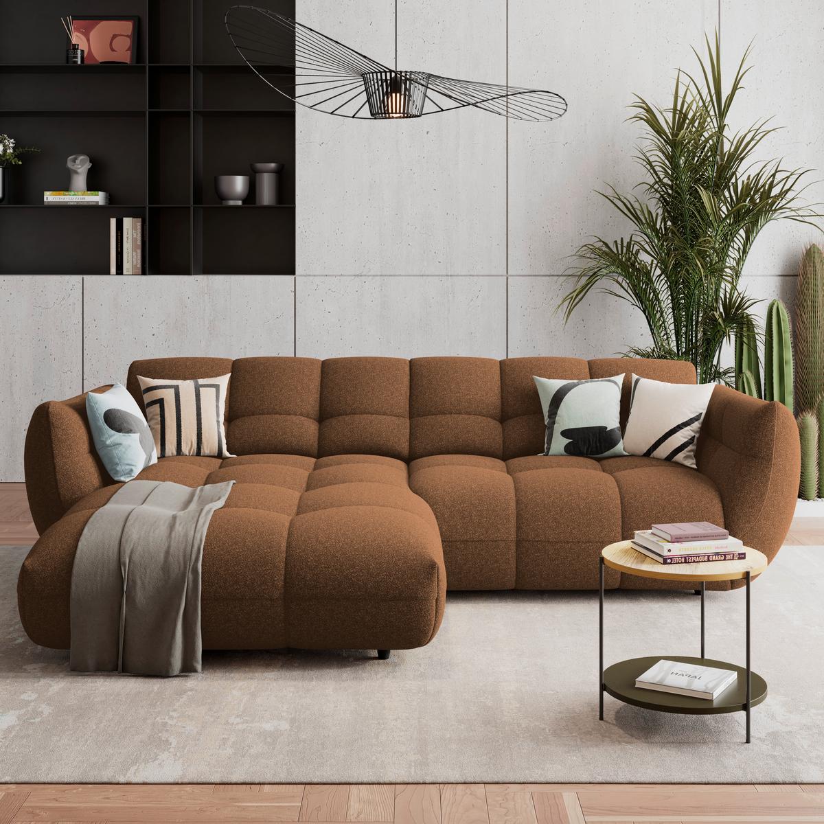 Ecksofa Panda Chenille terracotta, 178x280cm - Dunkelgrün/Terracotta, Trend, Textil (178/280cm)