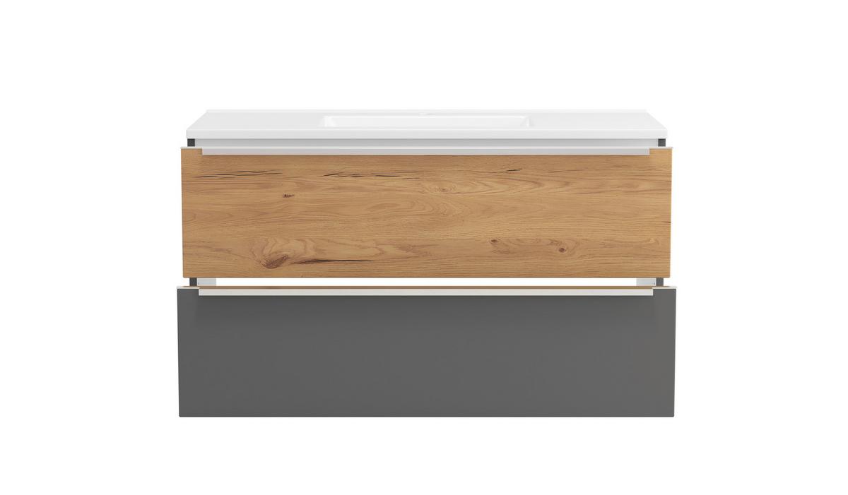 WASCHTISCHKOMBI Verona Grau/Wildeiche B: 100cm - Wildeiche/Weiß, Trend, Holzwerkstoff/Stein (100/54/47cm) - Held