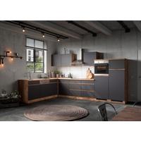 Eckküche Turin Ohne Geräte 360x240 Cm Grau/eiche Dekor - Eiche Wotan/Grau, Design, Holzwerkstoff (360cm) - Held