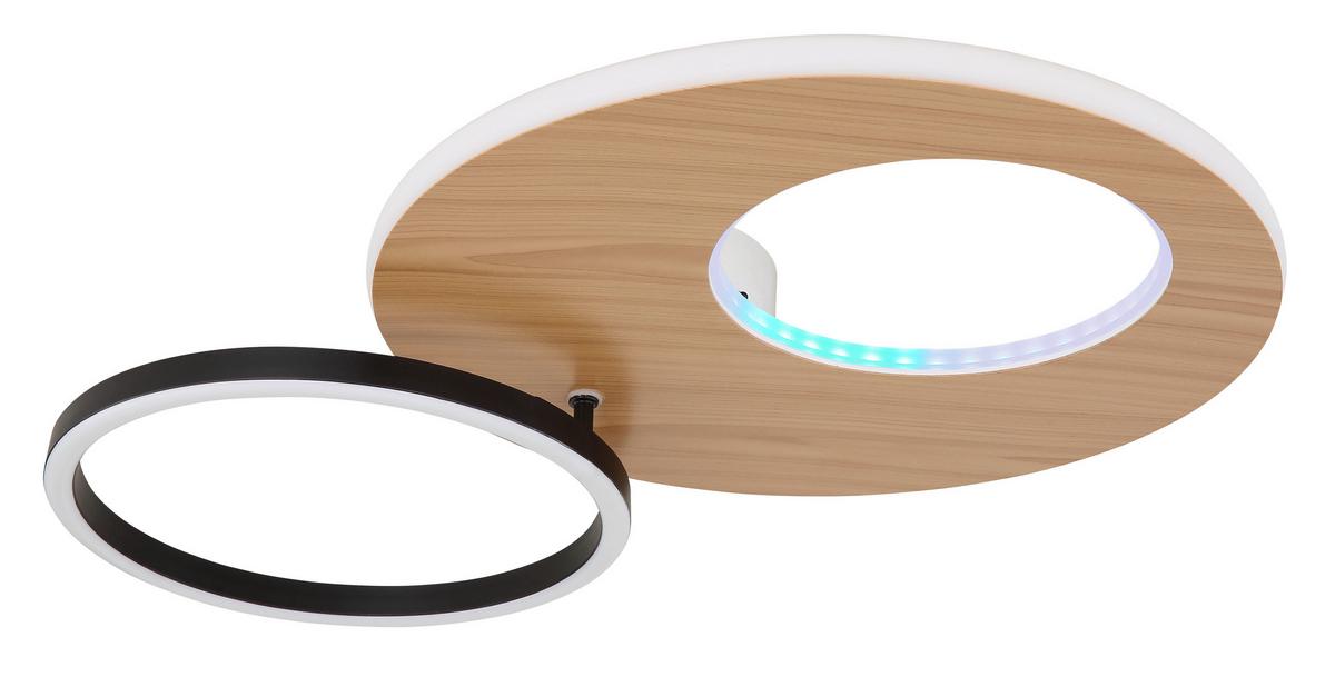 Led-deckenleuchte 67285-21 - Dunkelbraun/Opal, Design, Holzwerkstoff/Kunststoff (61,2/40/10,5cm) - Globo