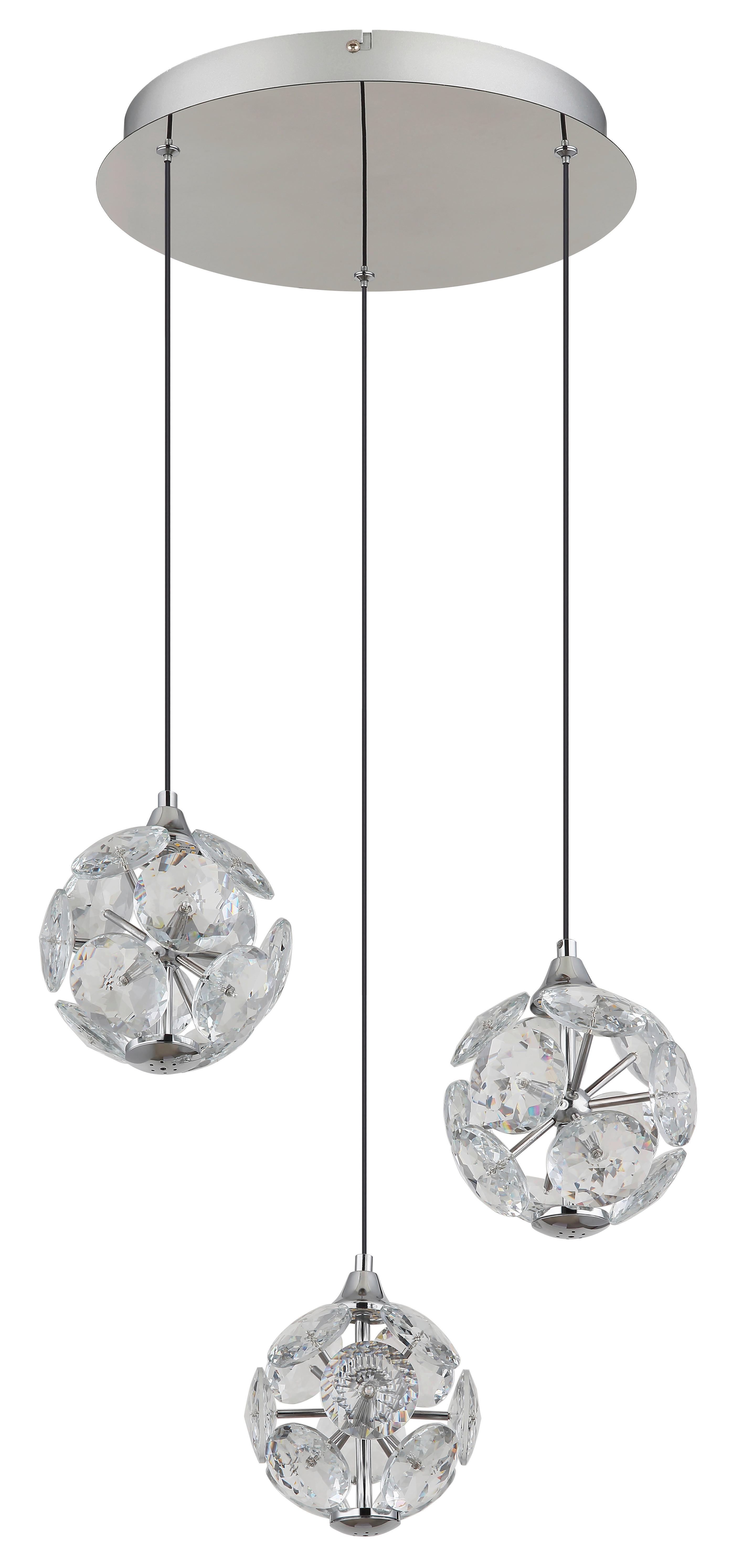 Led-hängeleuchte Virina D:42cm Klar Schwarz Chromfarben - Klar/Chromfarben, KONVENTIONELL, Glas/Kunststoff (42/15cm) - Globo