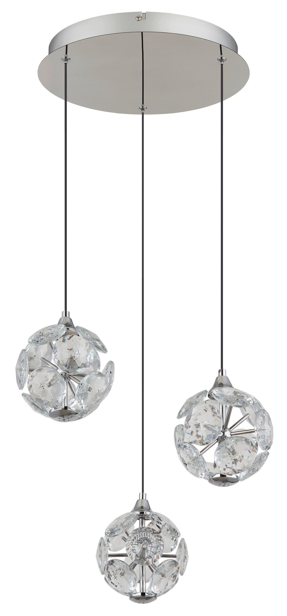 Led-hängeleuchte Virina D:42cm Klar Schwarz Chromfarben - Klar/Chromfarben, KONVENTIONELL, Glas/Kunststoff (42/15cm) - Globo