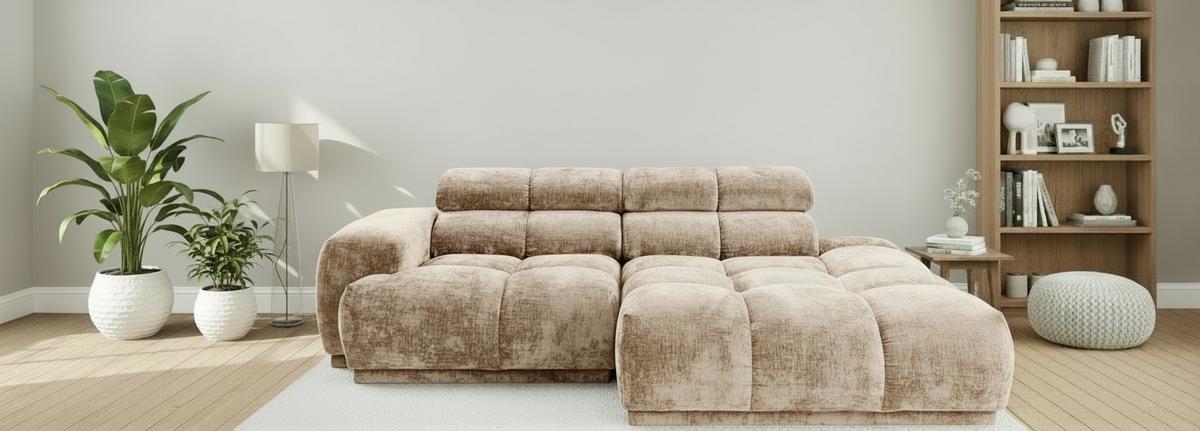 Ecksofa Chani Taupe, Schenkel: 239x150 cm - Taupe, MODERN, Textil (239/150cm) - MID.YOU