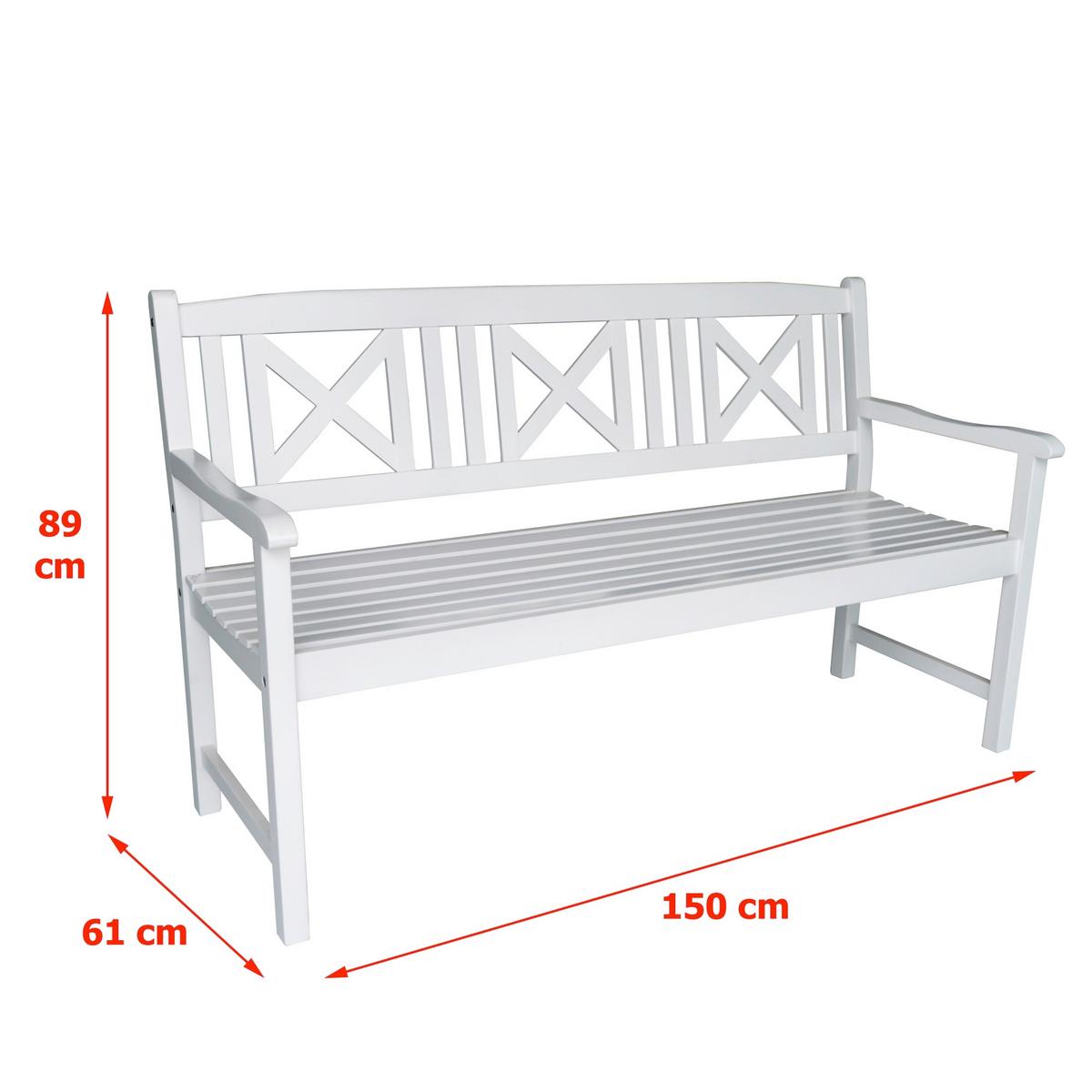 Gartenbank Ph-Aca-3gb-White - Weiß, Basics, Holz (150/61/89cm)