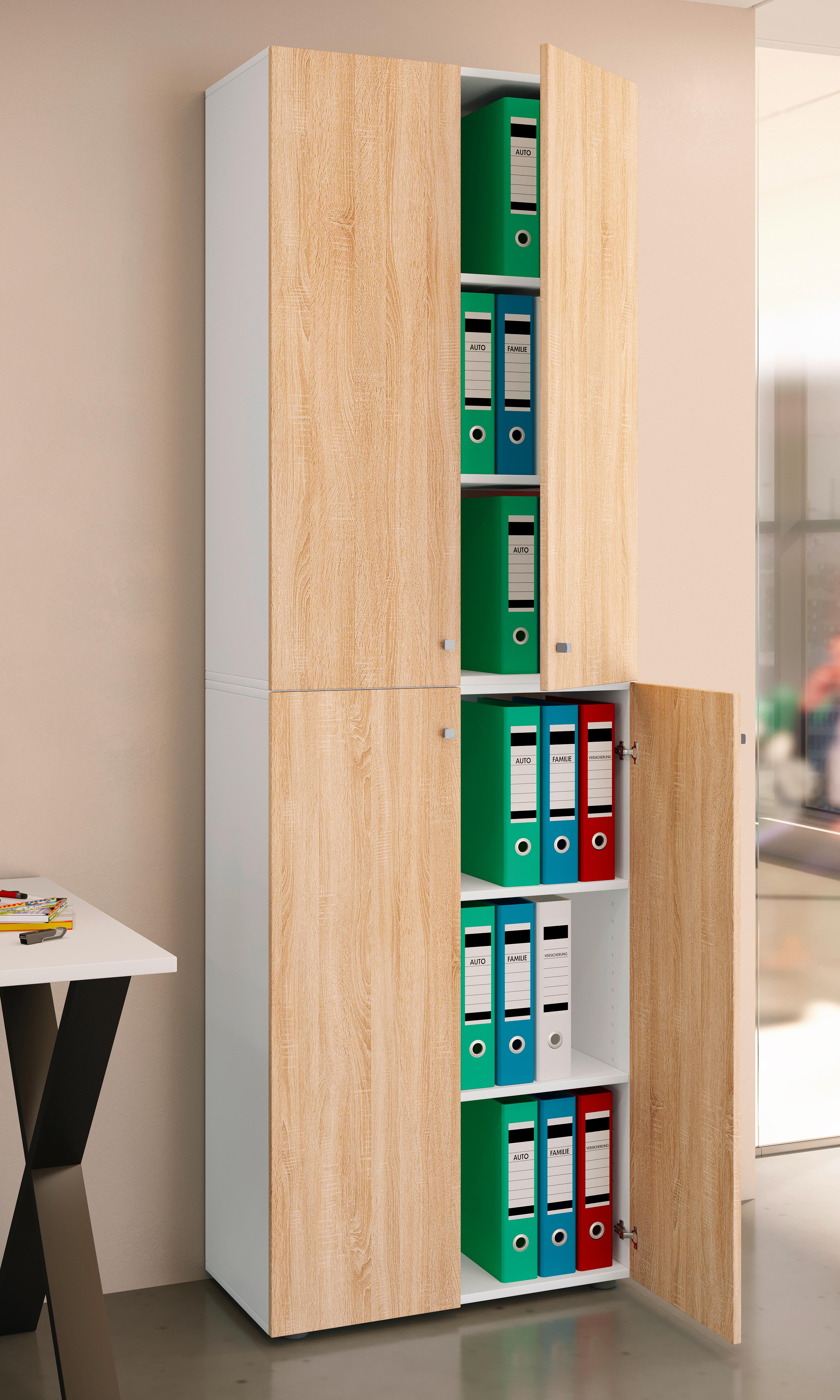 Aktenschrank Lona Weiß/Eiche Dekor B: 70cm - Weiß/Sonoma Eiche, Design, Holzwerkstoff (70/220/39cm) - MID.YOU