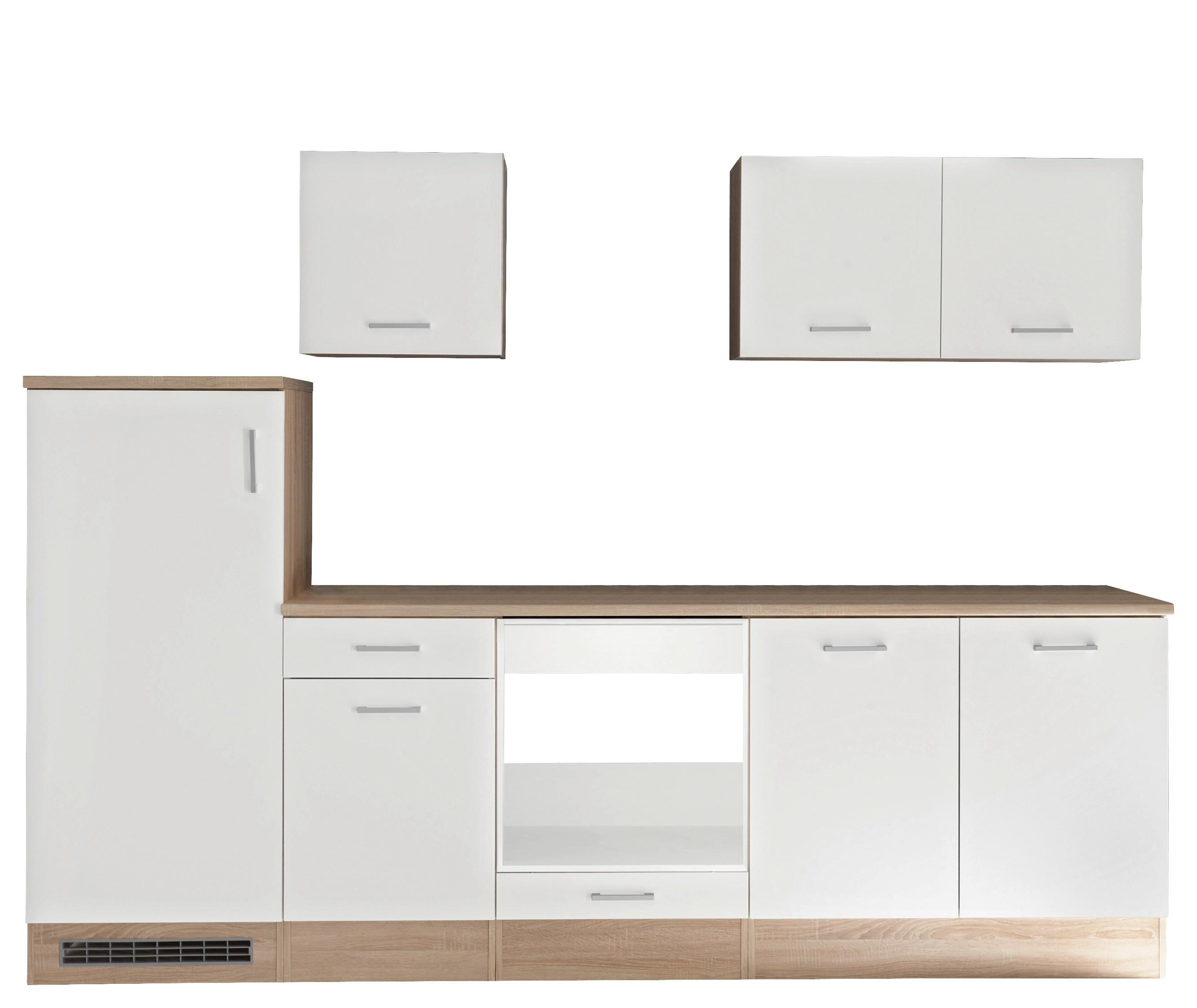 Kuchynský blok ANDY bez spotrebičov, šírka 280 cm - biela/strieborná, Modern, kompozitné drevo/plast (280cm) - MID.YOU