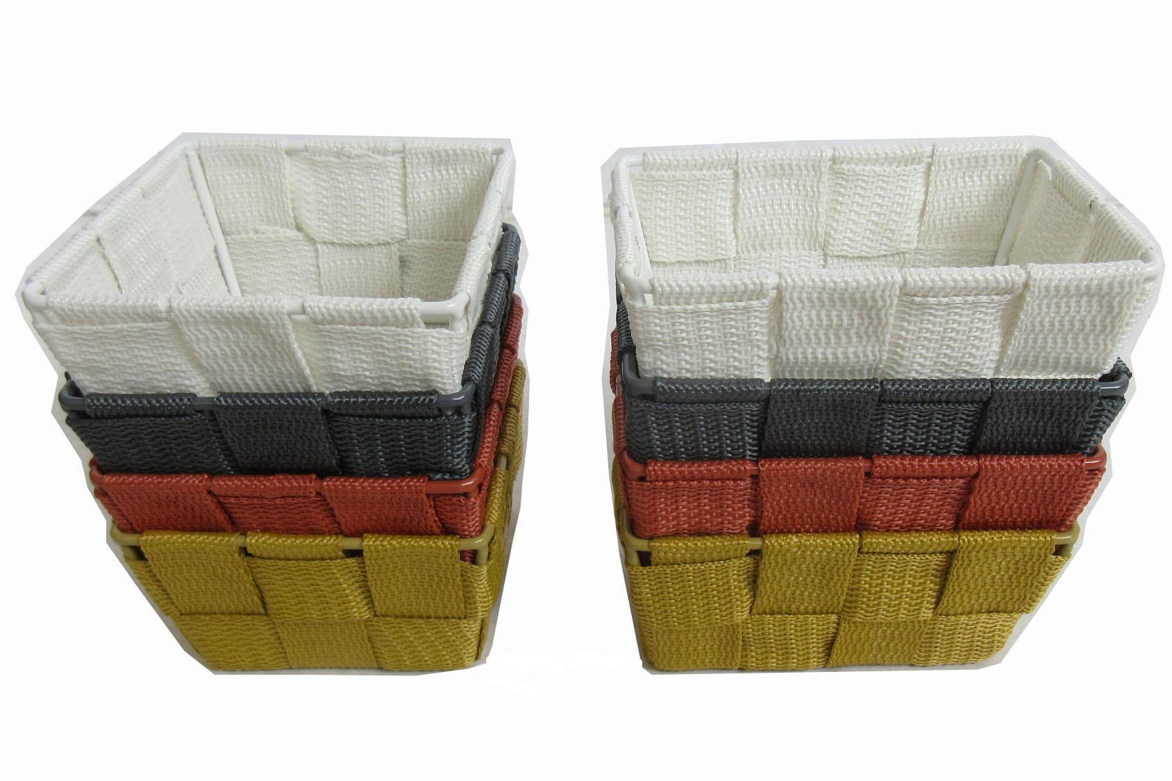 Aufbewahrungskorb Batista 10x10/ 12x8 cm Kunststoff - Gelb/Braun, Kunststoff/Metall - Ondega