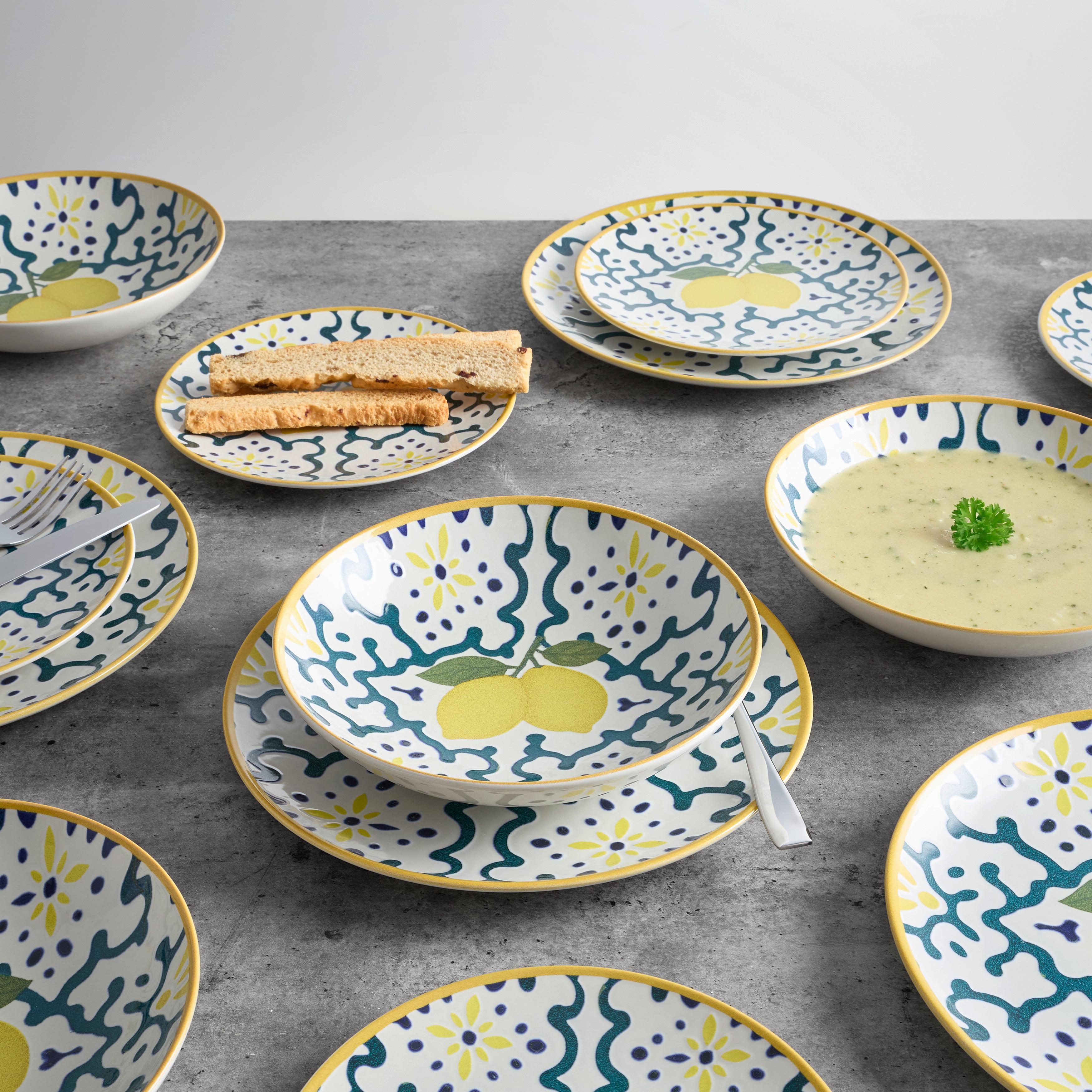 Mělký talíř LEMONS - modrá/jadeitově zelená, Konvenční, keramika (26cm) - Mömax