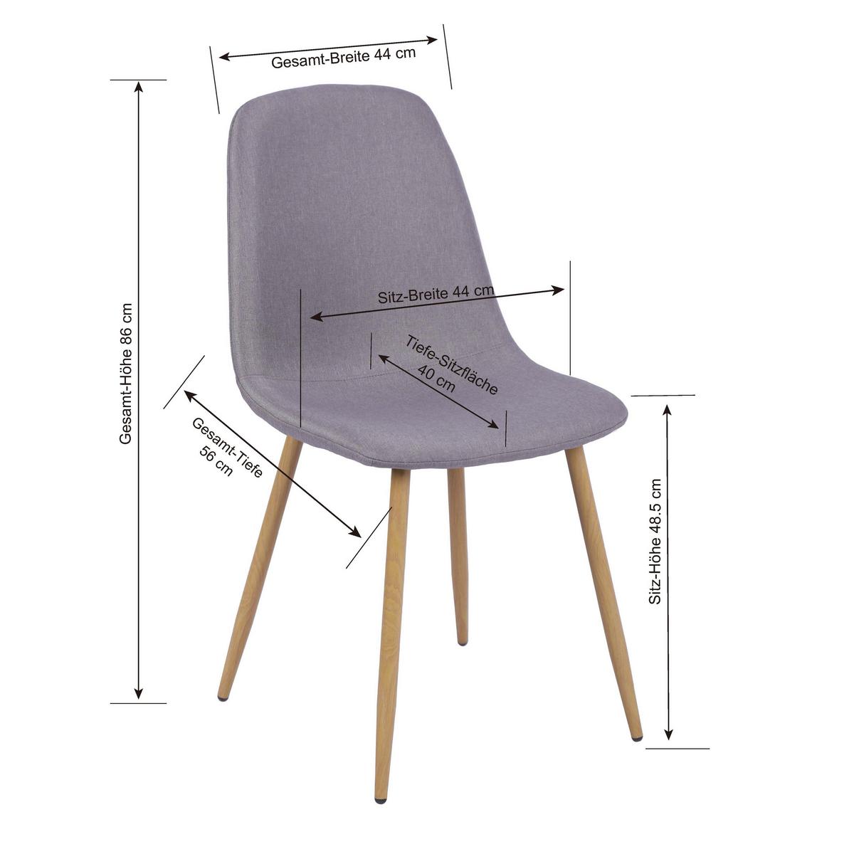 Vierfußstuhl Mona Leinenoptik Grau - Eichefarben/Grau, MODERN, Holz/Textil (44/87/56cm)