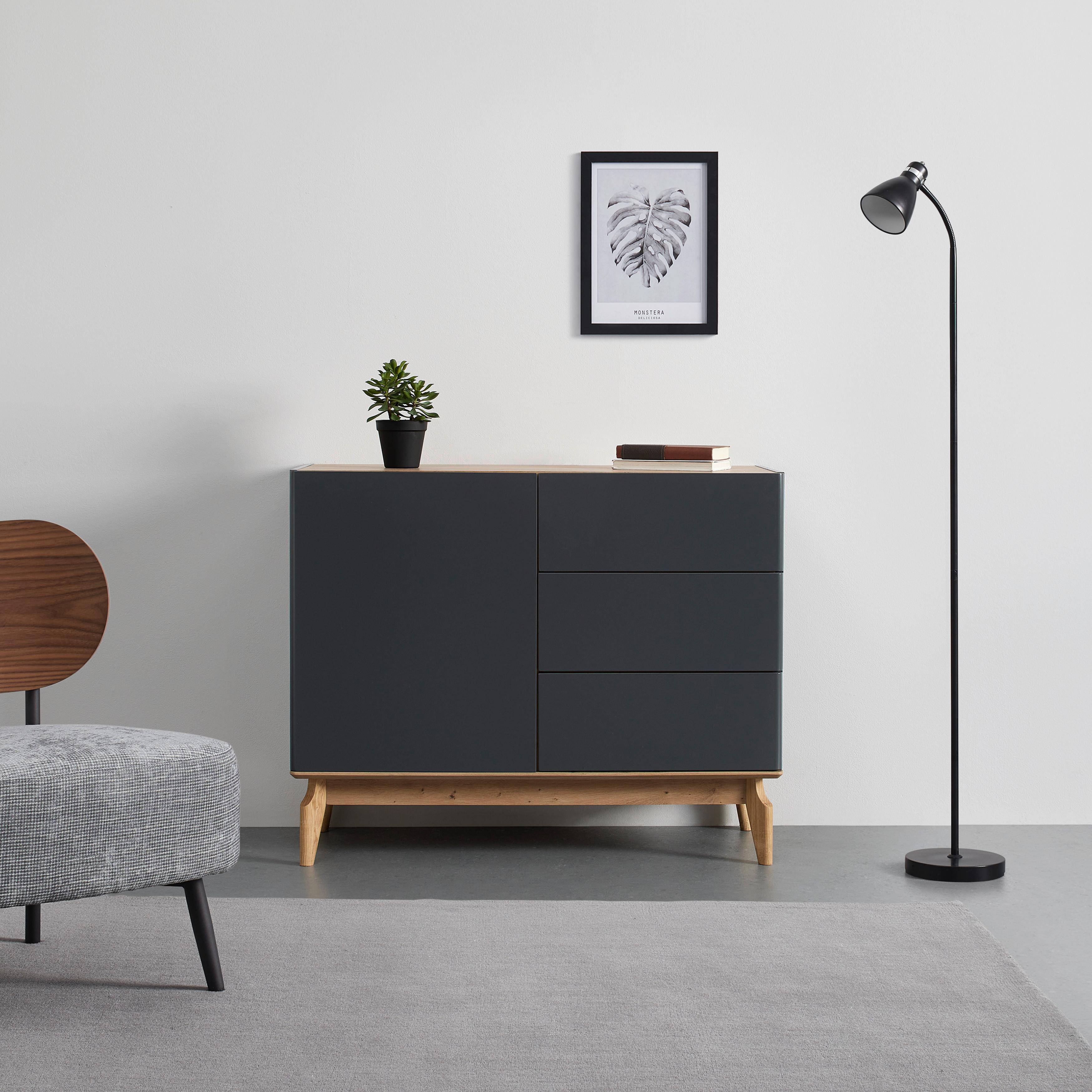 Komoda FOSCO - šedá/barvy dubu, Moderní, dřevo (100/80/40cm) - Bessagi Home