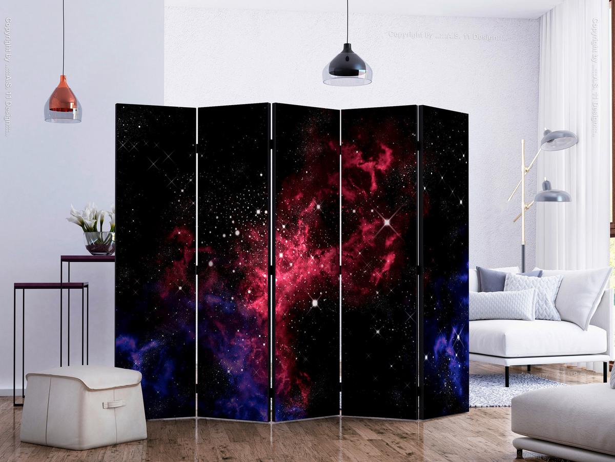 Paravent Schwarz Magenta B: 225 Cm - Magenta/Schwarz, Basics, Holz/Textil (225/172/3cm) - artgeist