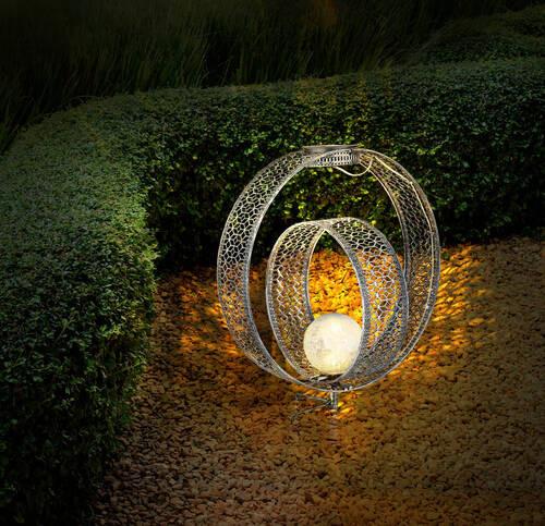 Solarleuchte 33644 - Klar/Silberfarben, Design, Glas/Metall (30/20/42cm) - Globo