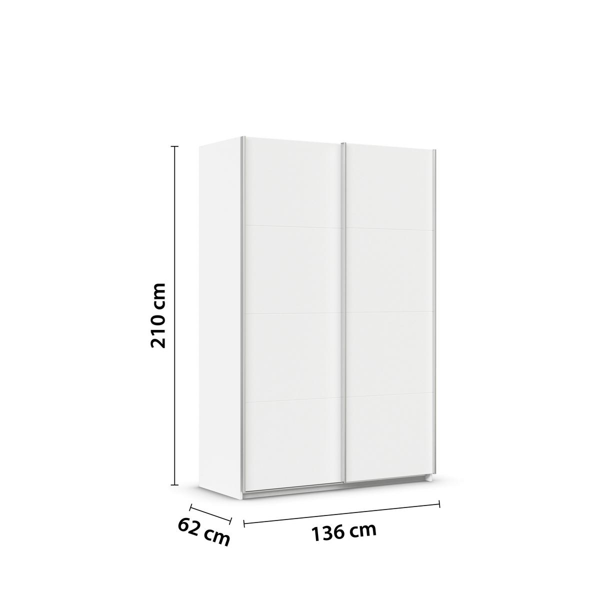 Schwebetürenschrank B: 136cm Feldkirch Alpinweiß - Weiß, MODERN, Holzwerkstoff (136/210/62cm)