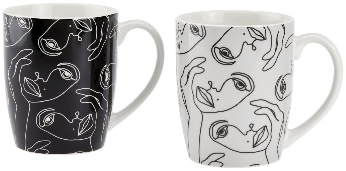 Kávésbögre Kb. 350ml - fekete/fehér, Modern, kerámia (8,3/10cm) - Luca Bessoni