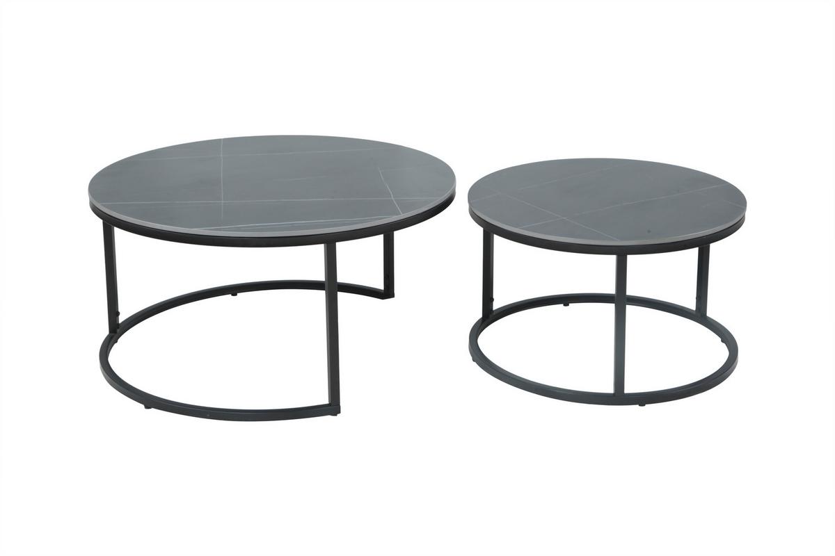 Couchtischset Luis Schwarz D: 80/60 Cm - Schwarz, Design, Stein/Metall (80/60/41/37cm) - Livetastic