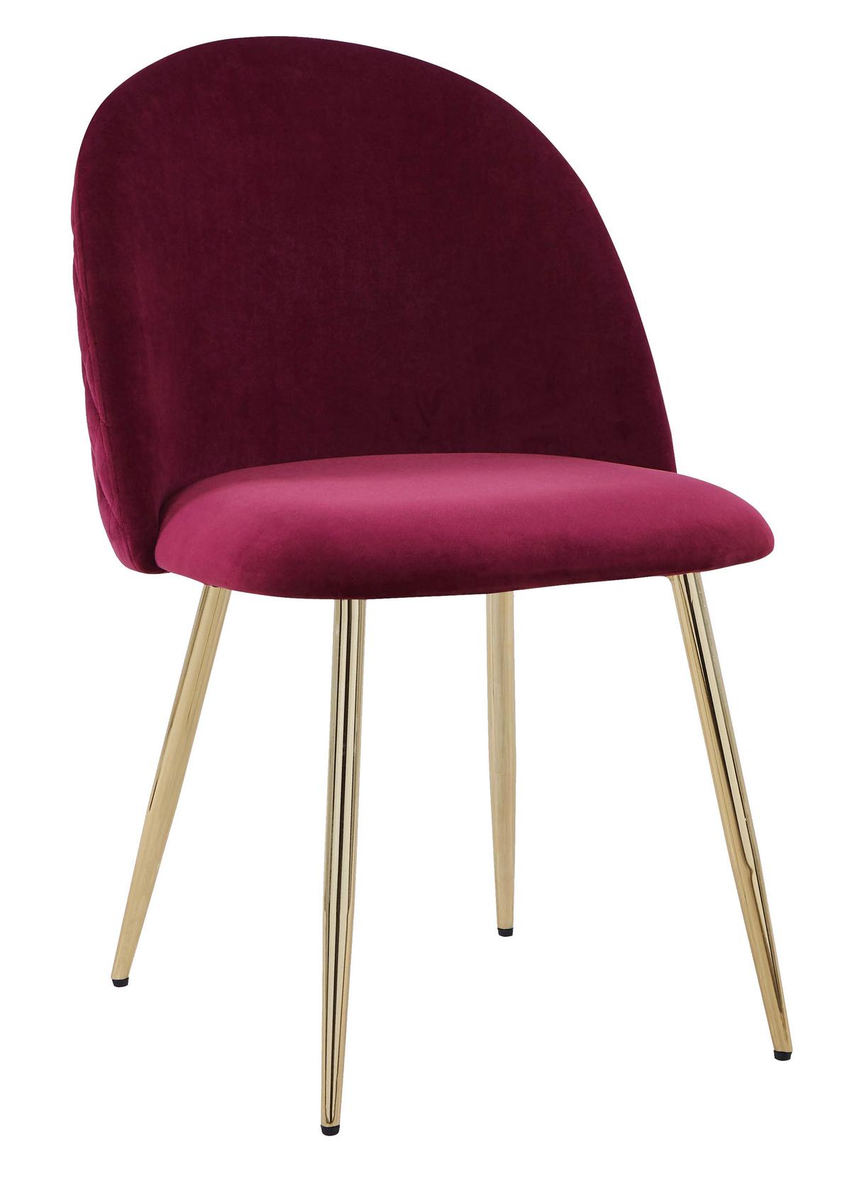 Polsterstuhl Artdeco Bordeaux, Beine Gold - Bordeaux/Goldfarben, MODERN, Textil/Metall (51/79/58cm) - MID.YOU