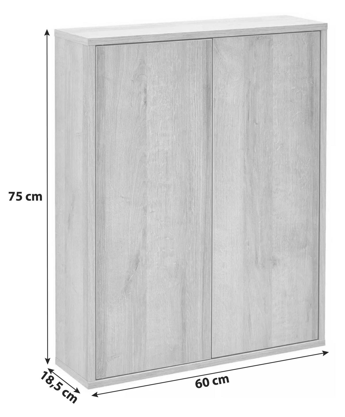 Hängeschrank Bad Finn BxH 60x75 cm, Anthrazit/Eiche - Eichefarben/Anthrazit, MODERN, Glas/Holzwerkstoff (60/75/18,5cm) - MID.YOU