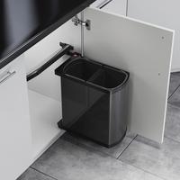 Einbauabfallsammler Duo 8/8 - Dunkelgrau, Basics, Kunststoff (37,6/45/19,99cm)